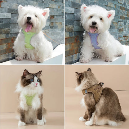 Harness with Leash Breathable Waffle Pet Vest Clothes for Small Mid Dogs Cats Harness Collar Yorkshire Dog Accessories