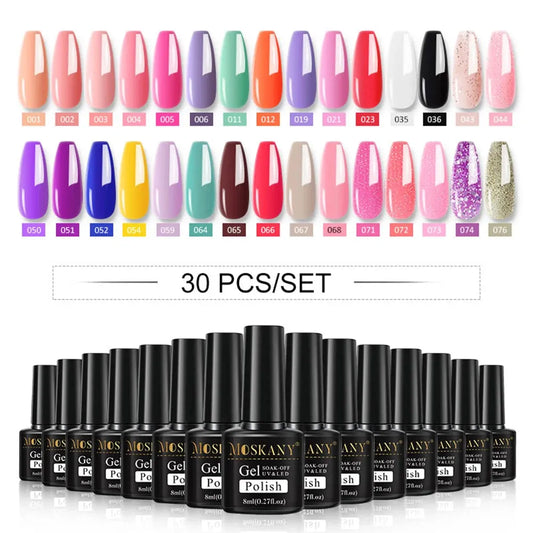 10/20/30Pcs Colour Gel Nail Polish Set For Semi Permanent Varnishes Gel 8ML DIY Manicure Oleoresin Nail Gel Art Design