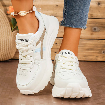 Women's Non Slip Chunky Sneakers Autumn Platform Sports Shoes for Women Fashion Thick Bottom Lace Up Walking Shoes