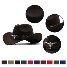 Load image into Gallery viewer, New Western Hat Men Women Cowboy Style Leather Hats Wool Chapeu Western Gentleman South States
