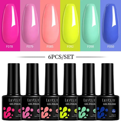 6Pcs/Set Macaron Color Gel Nail Polish Set Kit Spring 6 Colors UV LED Nail Art Gel Vernis Semi Permanent Base Top Coat - Shop & Buy