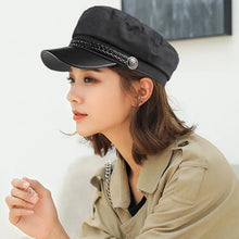 Load image into Gallery viewer, Sun Casual Military Caps Woman Cotton Beret Flat Hats Captain Cap Trucker Vintage Black Sport
