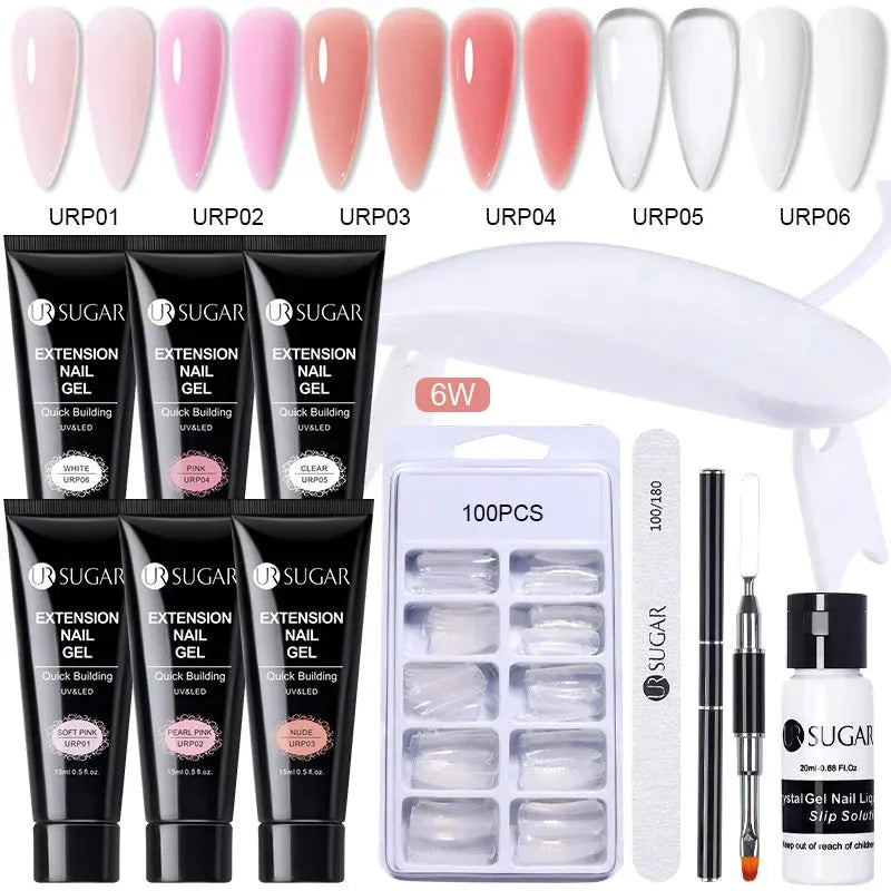 15ml Extension Gel Set Kits Semi Permanent Acrylic Hard Gel White Clear Nude Gel Nail Polish Nail Art Construction Gel - Shop & Buy