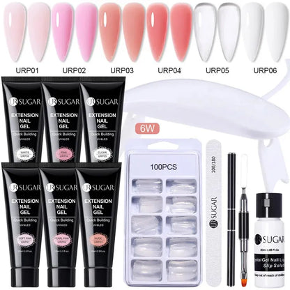 15ml Extension Gel Set Kits Semi Permanent Acrylic Hard Gel White Clear Nude Gel Nail Polish Nail Art Construction Gel - Shop & Buy