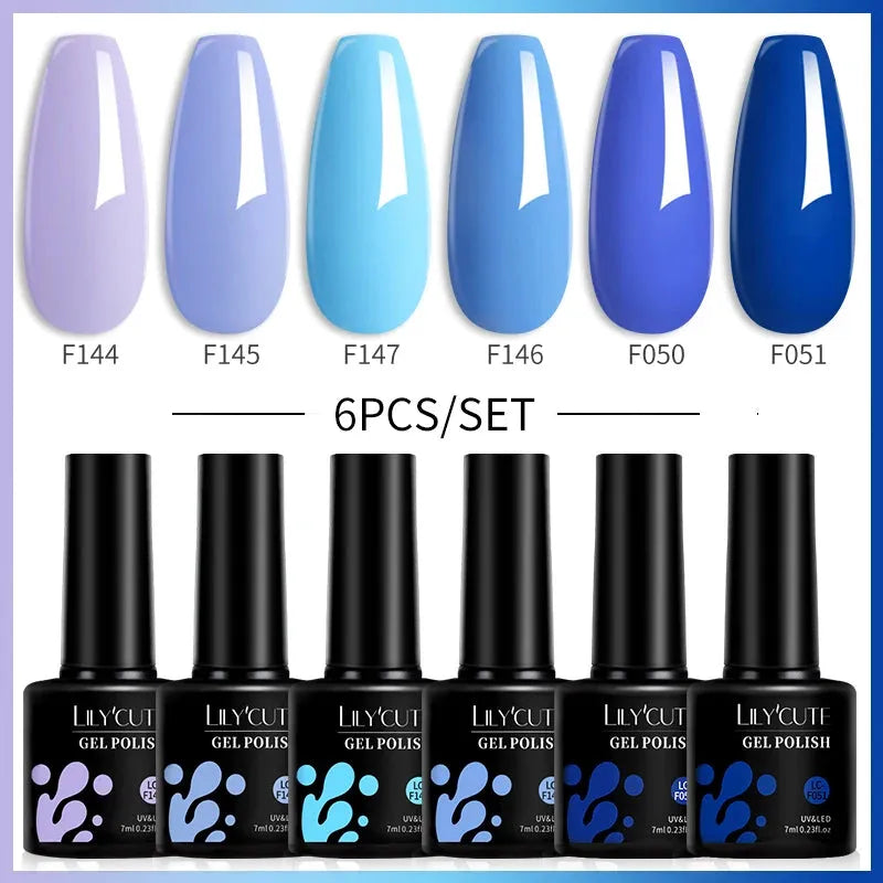 6PCS/SET Color Nail Gel Polish Set Kits Base Top Coat Varnish Soak Off UV Gel LED Semi Permanent All For Manicure - Shop & Buy