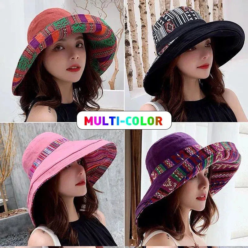 Women's Hat Bucket Hat Fashion All-match Four Seasons Big Brim Panama Basin cap Double-Sided Fisherman Hat - Shop & Buy