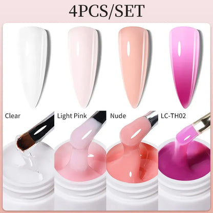 4PCs/Set Nail Extension UV Nail Gels Set Clear Nude Semi-permanent Quick Extension Set Nail Art Acrylic Gel Polish - Shop & Buy