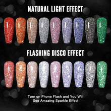 Load image into Gallery viewer, 10ML Reflective Glitter Gel Nail Polish Set Soak Off UV Nail Supplies Semi Permanent DIY Nail Art Decoration
