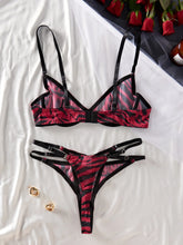 Load image into Gallery viewer, Zebra Mesh Sensual Lingerie Two Pieces Sets Strap Backless Bra+Mini Briefs
