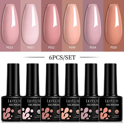 6Pcs/Set Macaron Color Gel Nail Polish Set Kit Spring 6 Colors UV LED Nail Art Gel Vernis Semi Permanent Base Top Coat - Shop & Buy