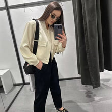 Load image into Gallery viewer, Single-Breasted Short Jacket for Women, Versatile Coat, Multi-Color, Versatile, Pocket, New, Autumn
