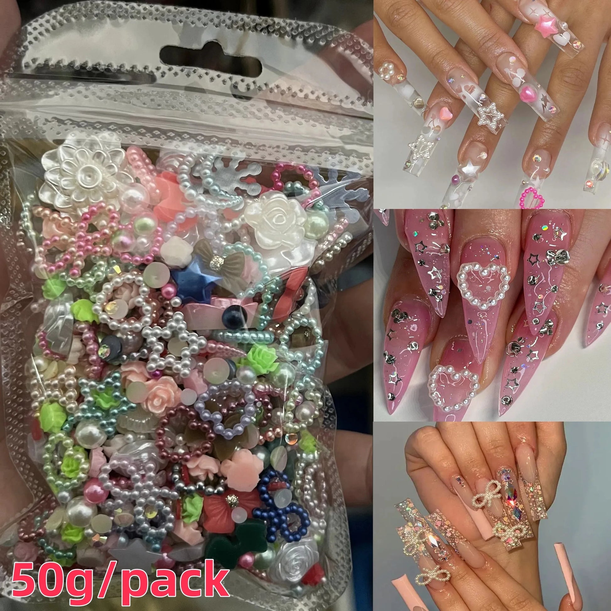 500-600pcs Bow Flower Nail Art Resin Decorations Mix Shapes Nail Charms Press on Manicure Supplies - Shop & Buy