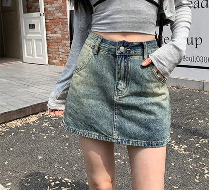 Summer Fashion Women's Casual High Waist Loose Sexy Street Versatile Skirt American Retro Nostalgic A-Line Denim Skirt