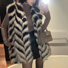 Load image into Gallery viewer, Striped Faux Fur Jacket Women Coat Sleeveless Waistcoat Thicken Warm Coat
