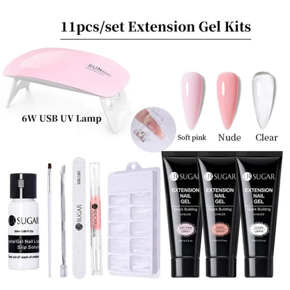 15ml Extension Gel Set Kits Semi Permanent Acrylic Hard Gel White Clear Nude Gel Nail Polish Nail Art Construction Gel - Shop & Buy