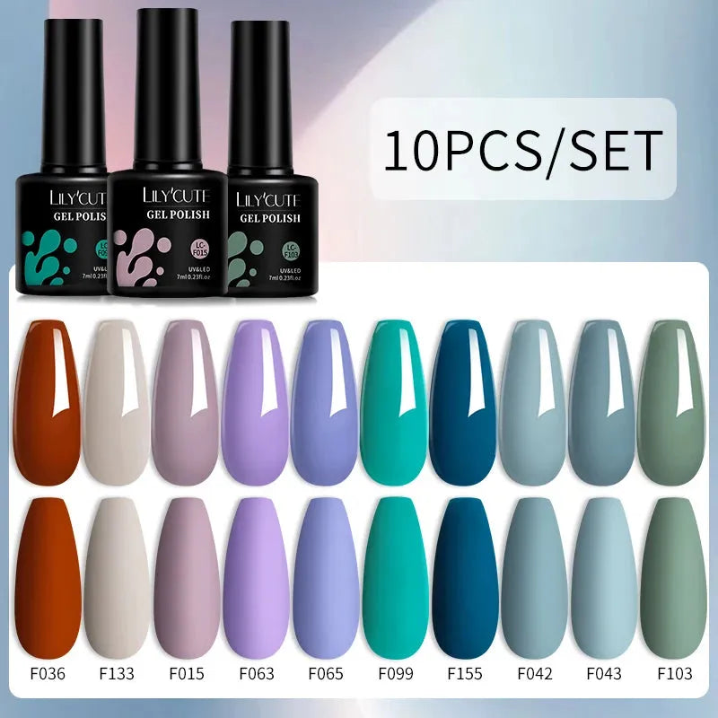 10PCS/Set Gel Nail Polish Brown Earth Coffee Color Series Gel Semi Permanent UV LED Gel Nail Art Soak Off Nail Gel Set - Shop & Buy