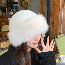 Load image into Gallery viewer, Big Fluffy Faux Fur Bucket Hat For Women Luxury Plush Fisherman Hat Warm Winter Hat Thicken Cold Snowy Day Panama Cap
