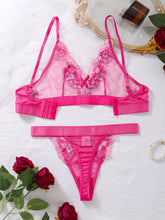 Load image into Gallery viewer, Sheer Bra&amp;Briefs Sets Bow Hollow Out Lingerie Sets Floral Embroidery Splicing Mesh Sexy Underwear
