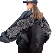 Load image into Gallery viewer, Women&#39;s Jacket Spring Autumn Loose Wings Hot Diamond Coat Black Hoodie Women Clothing
