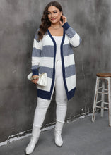 Load image into Gallery viewer, Winter Casual Long Plus Size Sweater Cardigan Women Stripe Large Cardigans Ladies Loose Oversized Knitted Coat
