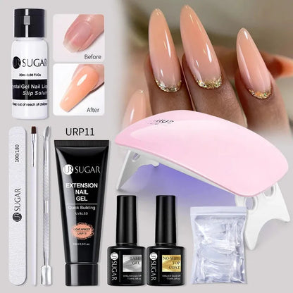 Acrylic UV Gel Extension Nail Gel Kit Nude Glitter Color Fast Building Gel Nail Polish All For Manicure Nail Art Design - Shop & Buy