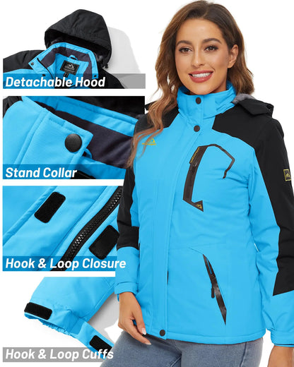 Women Winter Fashion Ski Snowboard Jacket Thermal Fleece Waterproof Fish Casual Work Rain Jacket Coat Windbreaker Parka - Shop & Buy