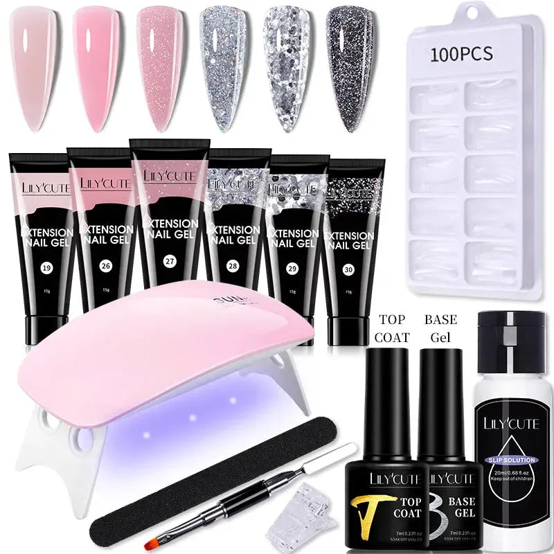 Nail Gel Set 6W LED Lamp Full Manicure Set Vernis Semi Permanent Quick Extension Nail Kit Gel Set For Nails Tool Kit - Shop & Buy