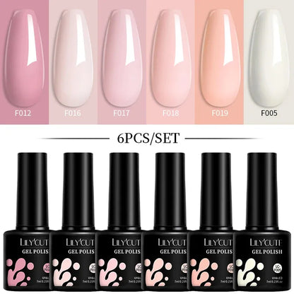 6Pcs/Set Macaron Color Gel Nail Polish Set Kit Spring 6 Colors UV LED Nail Art Gel Vernis Semi Permanent Base Top Coat - Shop & Buy