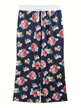 Load image into Gallery viewer, Plus Size Floral Print Drawstring Waist Pants, Elegant Pants For Spring &amp; Summer, Women&#39;s Plus Size Clothing
