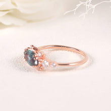 Load image into Gallery viewer, 14K Rose Gold 925 Sterling Silver Marquise Cut 5x10mm Color Changing Alexandrite Engagement Ring June Birthstone
