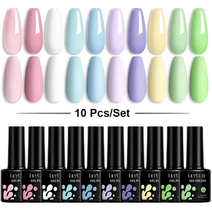 10Pcs/Set Nail Gel Polish Pink Glitter Scheme Popular Spring Colors Semi Permanent Soak Off UV LED Nail Art Gel Kit - Shop & Buy