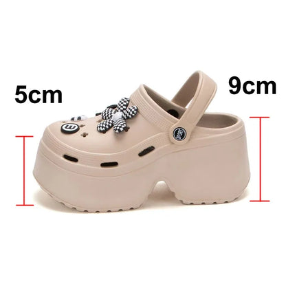 Women's Fashion Diy Clogs Platform Sandals Summer Thick Bottom Garden Shoes for Women Closed Toe Chunky Beach Slippers - Shop & Buy