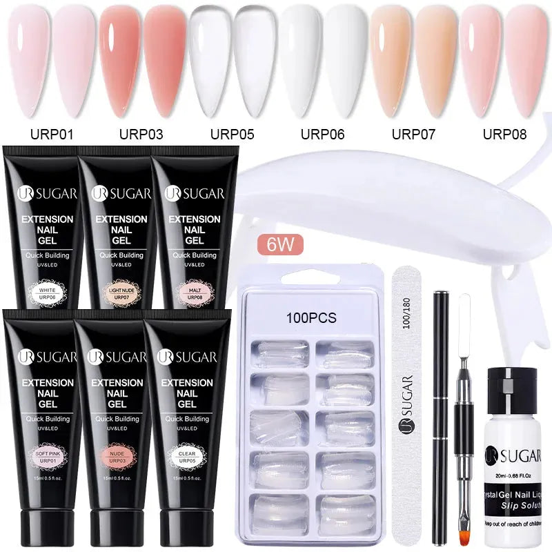 15ml Extension Gel Set Kits Semi Permanent Acrylic Hard Gel White Clear Nude Gel Nail Polish Nail Art Construction Gel - Shop & Buy