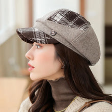 Load image into Gallery viewer, New Cap Visors for Women Woolen Plaid Vintage Spring Autumn Navy Caps Flat Top Classic Beret
