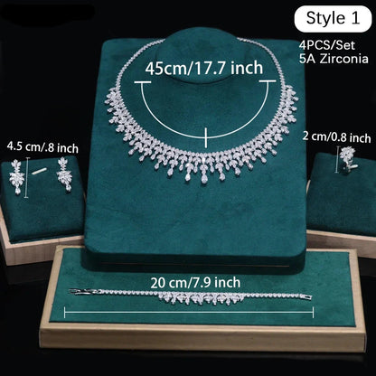 5A Cubic Zirconia 2/4PCS Jewelry Set For Women Wedding Party Luxury Crystal Jewelry Accessories