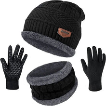 Load image into Gallery viewer, Winter Men Women Thick Beanie Hat Knitted Hat Winter Cap Beanie Female Wool Neck Scarf Cap Balaclava Mask Bonnet Hats Set
