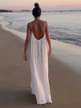 Load image into Gallery viewer, White Backless Sling Maxi Dress For Women Sexy Solid Off Shoulder Sleeveless Dresses
