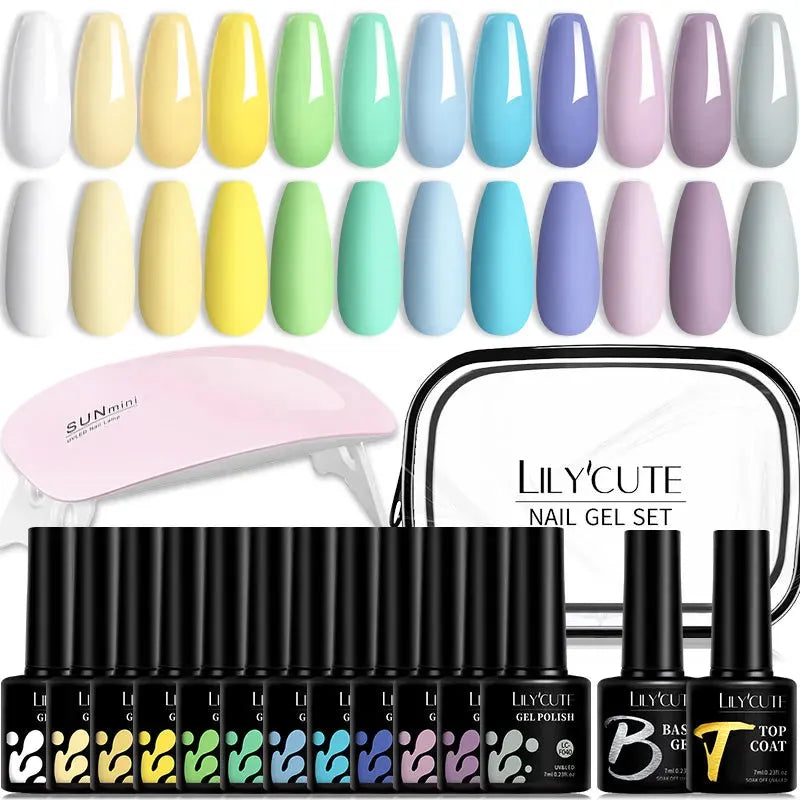 12PCs 7ml Spring Macaron Nail Gel Polish Set Semi Permanent UV Gel For Manicure Soak Off Gel Nail Polish Kit Varnishes - Shop & Buy