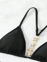 Load image into Gallery viewer, Solid Color Black Two Piece Swimsuit Women Sexy Chain Triangle Bra Push Up Bikini Set
