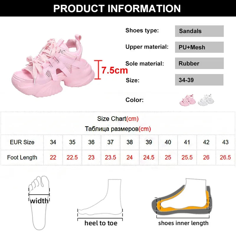 Women's White Chunky Sports Sandals Hollow Out Platform Wedge Sandals for Women - Shop & Buy