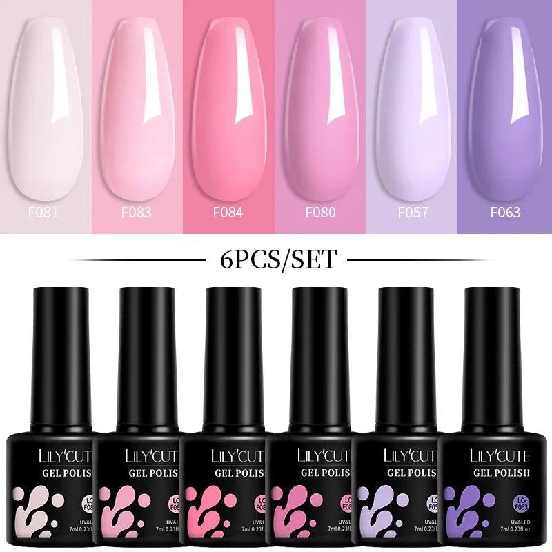 6Pcs/Set Macaron Color Gel Nail Polish Set Kit Spring 6 Colors UV LED Nail Art Gel Vernis Semi Permanent Base Top Coat - Shop & Buy