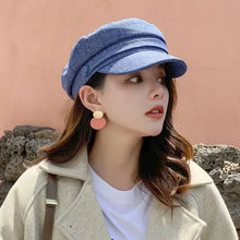 Load image into Gallery viewer, Fashion Solid Visor Military Hat spring and Autumn Linen Breathable Beret Cap For Women Retro England Style Flat Cap
