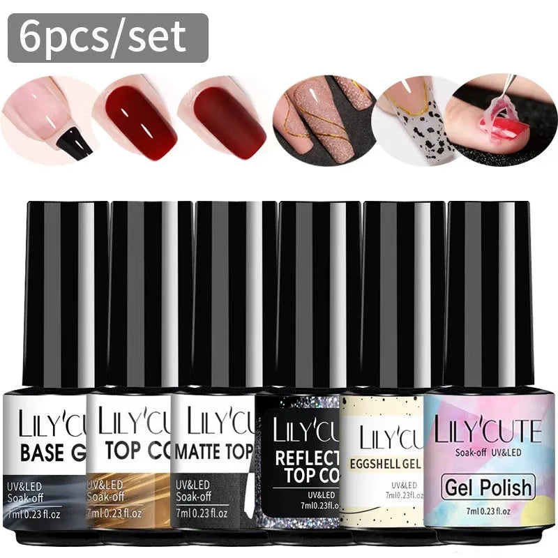 6Pcs/Set Macaron Color Gel Nail Polish Set Kit Spring 6 Colors UV LED Nail Art Gel Vernis Semi Permanent Base Top Coat - Shop & Buy