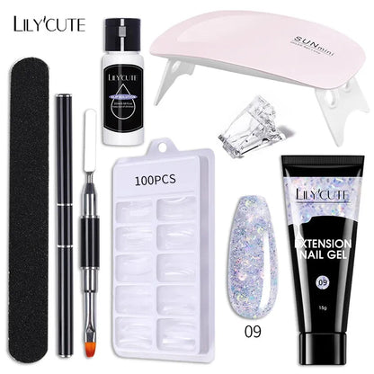 15ml Nail Extension Gel Set With 36W LED Lamp Tool Full Manicure Kit Finger Quick Extend Construction Hard Gel Varnish - Shop & Buy