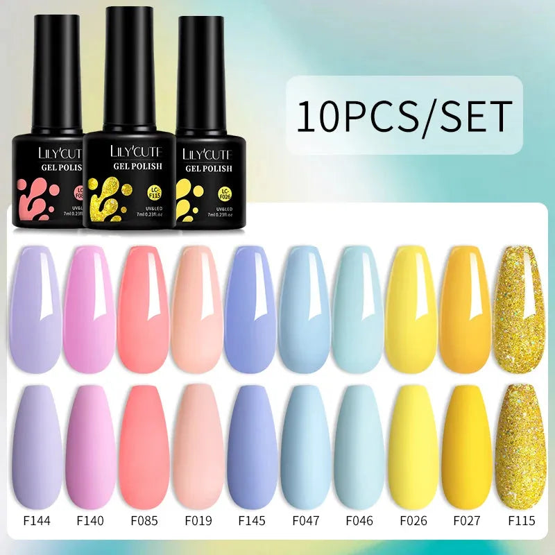 10PCS/Set Gel Nail Polish Brown Earth Coffee Color Series Gel Semi Permanent UV LED Gel Nail Art Soak Off Nail Gel Set - Shop & Buy