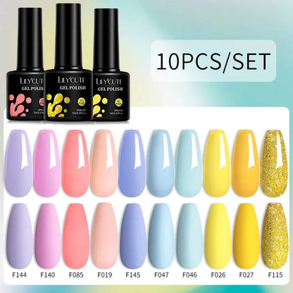 10PCS/Set Gel Nail Polish Brown Earth Coffee Color Series Gel Semi Permanent UV LED Gel Nail Art Soak Off Nail Gel Set - Shop & Buy