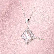 Load image into Gallery viewer, Real 925 Silver Necklace for Women Wedding Jewelry 2.3 Ct Princess Cut Halo Cubic Zircon Pendant 18k White Gold Chain
