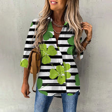 Load image into Gallery viewer, Spring Women&#39;s Blouse Long Sleeves Lucky Clover Printed Fashion Casual Button Down Shirts
