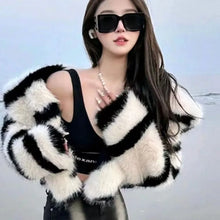 Load image into Gallery viewer, Winter Fur Coat Zebra color Short Women&#39;s Jacket New Top Thickened
