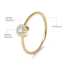 Load image into Gallery viewer, Dainty Round Colorless Moissanite Engagement Ring 14K Gold Plated 925 Sterling Silver Promise Bridal Ring
